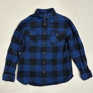 Blue Flannel Long-Sleeve Plaid Cotton Men’s Shirt Jachs New York